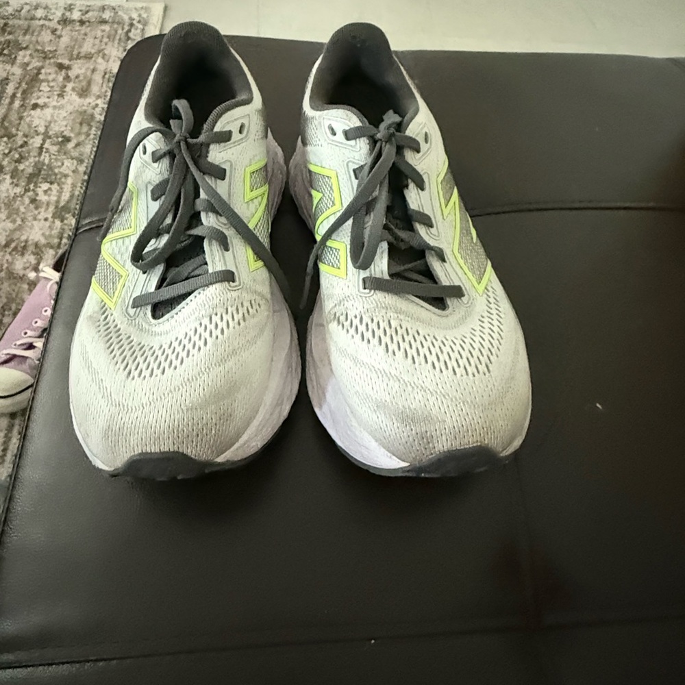 New Balance Light Gray with Neon Yellow Accents Sneakers